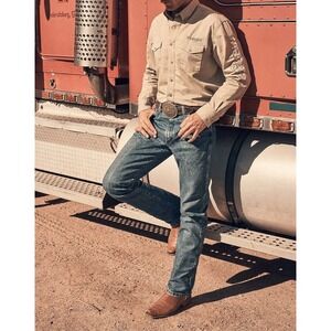 Wrangler 13MWZ Jeans Mens 36x36 Blue Denim Cowboy Cut Straight Leg USA Made